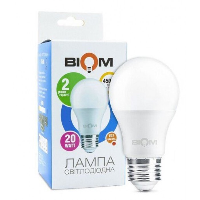 Лампа LED А80, Е27, 20Вт, 4500К. Biom BT-520