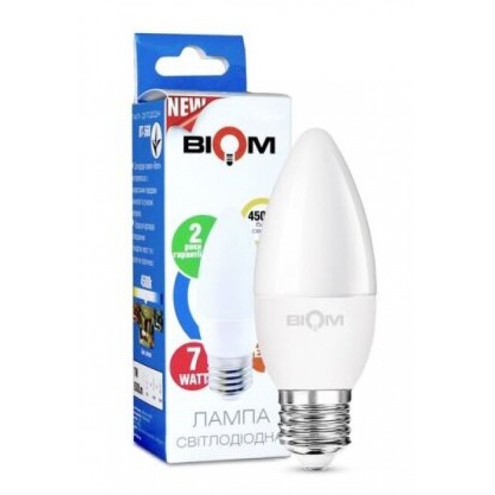Лампа LED С37, Е27, 7Вт, 4500К. Biom BT-568