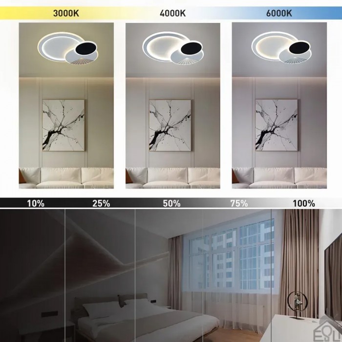 Люстра LED COMETA 90W-3R-APP-500*60 WHITE/BLACK-220-IP20 (10210) ESLLSE		