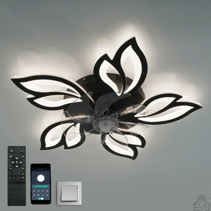 Люстра LED ALMAZ 120W 8S ON/OFF 520x520x75-WHITE/BLACK-220-IP20 (10558) ESLLSE	