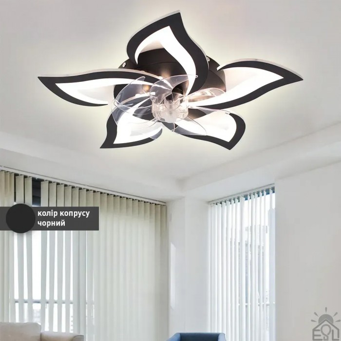 Люстра LED з вентилятором FAN ELLA 72W+18W 5F APP-680×120-BLACK/WHITE-220-IP20(10581) ESLLSE		