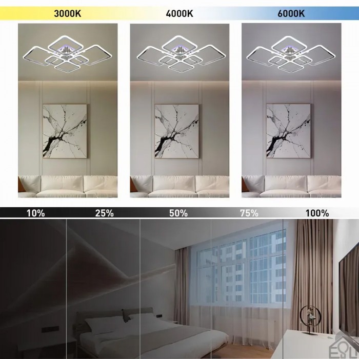 Люстра LED OVAL RGB 120W 7S-SMART-960x750x110-CHROME-220-IP20 (10516) ESLLSE			