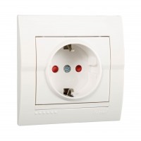 Розетка біла з заземленням та захистом від дітей  Lezard Deriy 702-0202-124