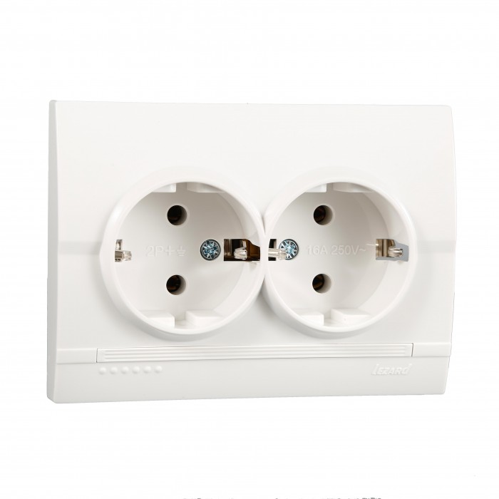 Розетка біла 2-а з заземленням  Lezard Deriy 702-0202-127