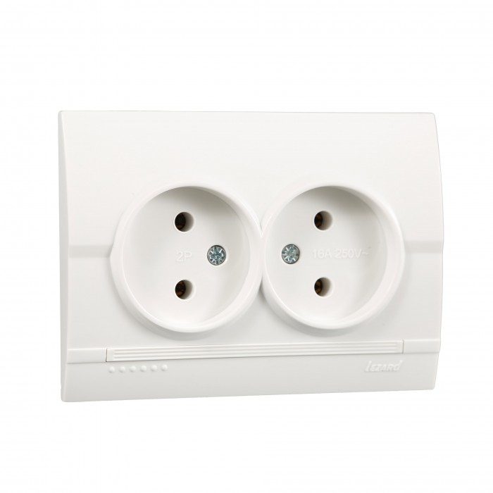 Розетка біла 2-а  без заземлення  Lezard Deriy 702-0202-128