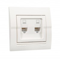 Розетка біла комп'ютерна 2-а RJ45 5 категорія LEZARD DERIY 702-0202-141