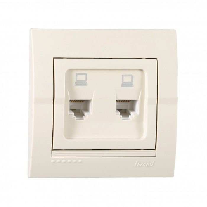Розетка комп'ютерна RJ-45 2-а крем Lezard Deriy 702-0303-141