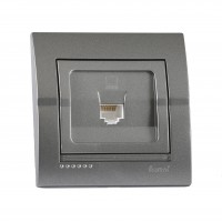 Розетка комп'ютерна RJ45 темно-сірий металік DERIY Lezard (702-2929-139)