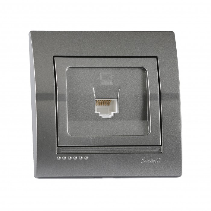 Розетка комп'ютерна RJ45 темно-сірий металік DERIY Lezard (702-2929-139)