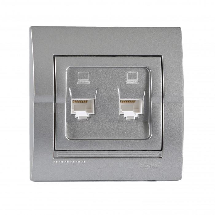 Розетка комп'ютерна  rj45 темно-сірий металікDERIY Lezard 702-2929-141