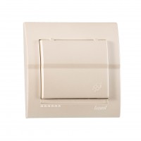 Розетка перлинно-білий металік з заземленням та  кришкою  DERIY Lezard 702-3030-123B