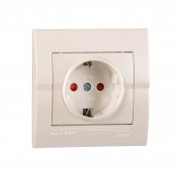Розетка перлинно-білий металік з заземленням та захистом від дітей  DERIY Lezard 702-3030-124B
