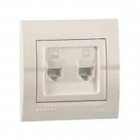 Розетка перлинно-білий металік комп'ютерна rj45 2-х містна   DERIY Lezard 702-3030-141