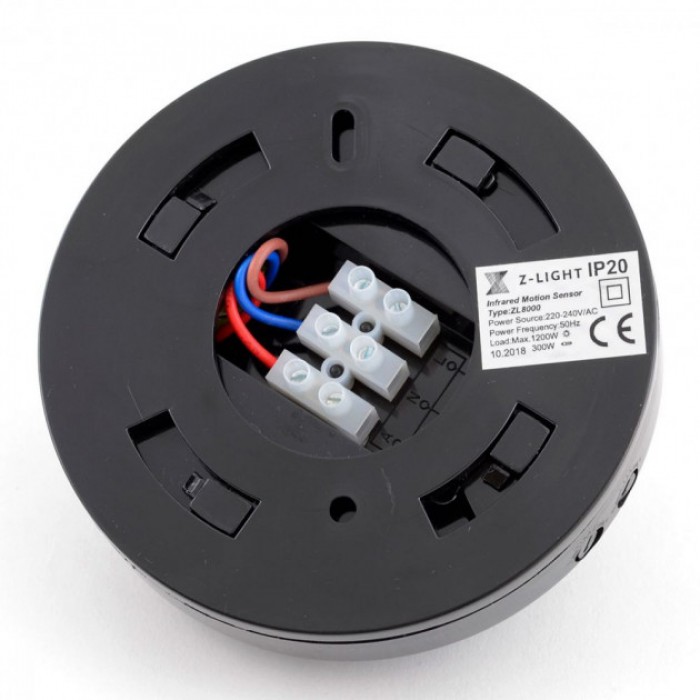 Датчик руху стельовий, накладний, 360°, чорний. THE LIGHT TL 8000