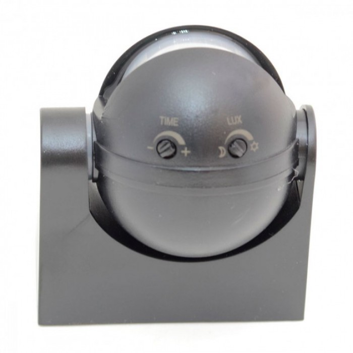 Датчик руху настінний, накладний, 180°, чорний. THE LIGHT TL 8002